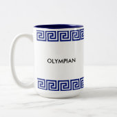 Blau-Weiß-Olympian Geometric Muster Zweifarbige Tasse (Links)