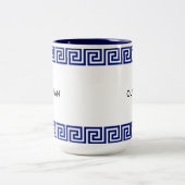 Blau-Weiß-Olympian Geometric Muster Zweifarbige Tasse (Mittel)