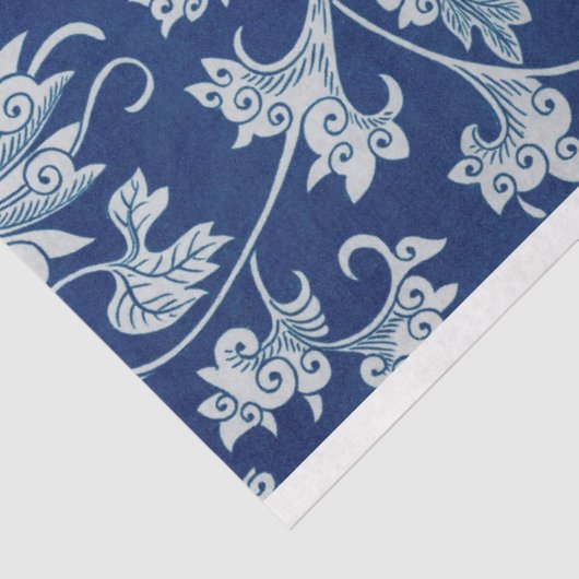 Blau-Weiß-Papier mit Blumendecoupage Seidenpapier (Ausschnitt)