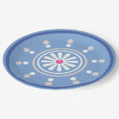 Blau-Weiß-Papierplatte Pappteller (Schrägansicht)