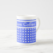 Blau/Weiß Polka Dot Bone China Kaffee Tasse (Vorderseite Rechts)
