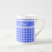 Blau/Weiß Polka Dot Bone China Kaffee Tasse (Rechts)