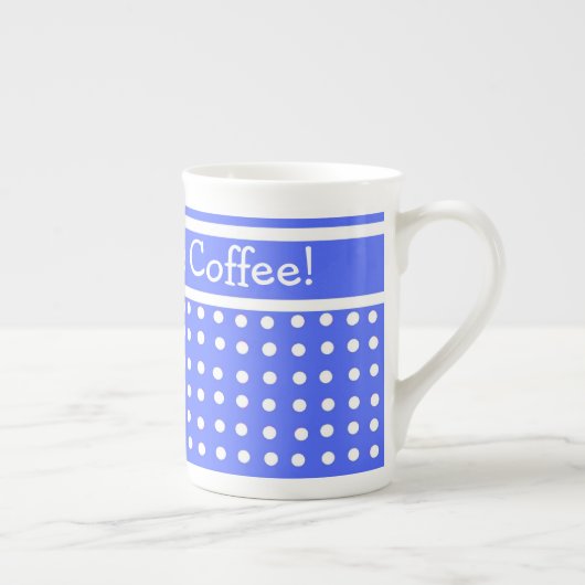Blau/Weiß Polka Dot Bone China Kaffee Tasse (Rechts)