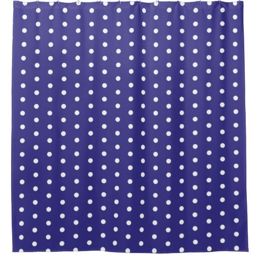 Blau-Weiß-Polka-Dot-Muster Duschvorhang (Vorderseite)