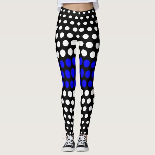 Blau-Weiß-Polka-Dot-Muster Leggings (Vorderseite)