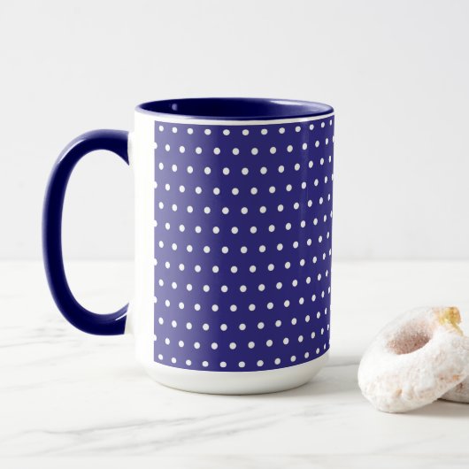 Blau-Weiß-Polka-Dot-Muster Tasse (Mit Donut)