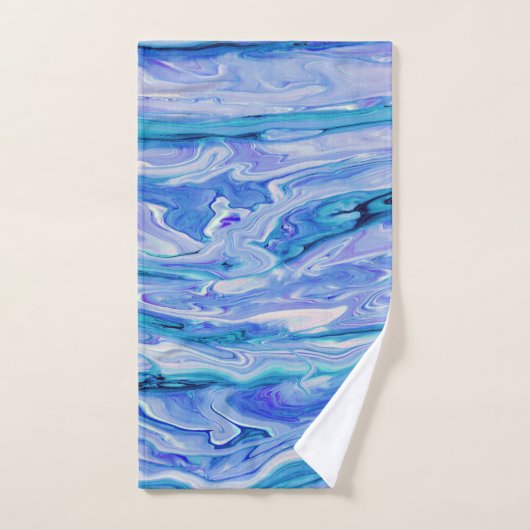 Blau Weiß rosa Aquamarin Lilac Marmor Agate Abstra Badhandtuch Set (Handtuch)