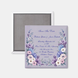 Blau, Weiß, Rosa und Lila Sommerblüten Magnet
