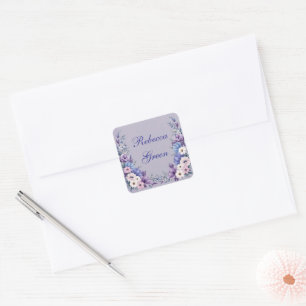 Blau, Weiß, Rosa und Lila Sommerblüten Quadratischer Aufkleber