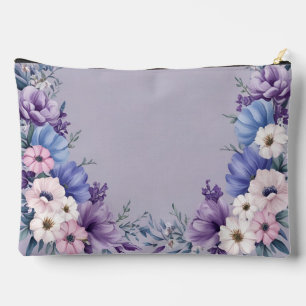 Blau, Weiß, Rosa und Lila Sommerblüten Zubehörtasche
