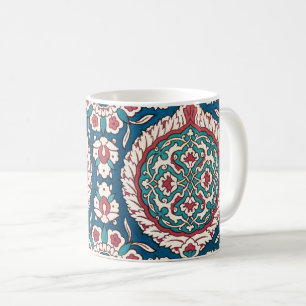 Blau Weiß Rot Türkis Orientalischer Azulejo-Muster Kaffeetasse