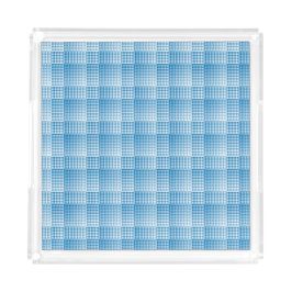 Blau-Weiß-Schachbrett abstraktes Muster Acryl Tablett