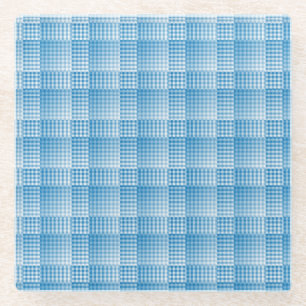 Blau-Weiß-Schachbrett abstraktes Muster Glasuntersetzer