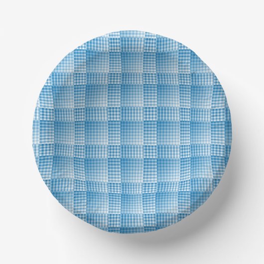 Blau Weiß Schachbrett abstraktes Muster Pappteller (Vorderseite)