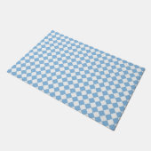 Blau-Weiß-Schachbrett Diamant-Muster Fußmatte (Schrägansicht)