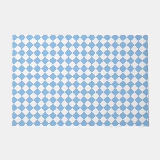 Blau-Weiß-Schachbrett Diamant-Muster Fußmatte (Vorderseite)