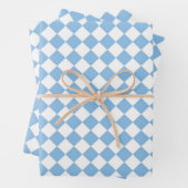 Blau-Weiß-Schachbrett Diamant-Muster Geschenkpapier Set (Beispiel)