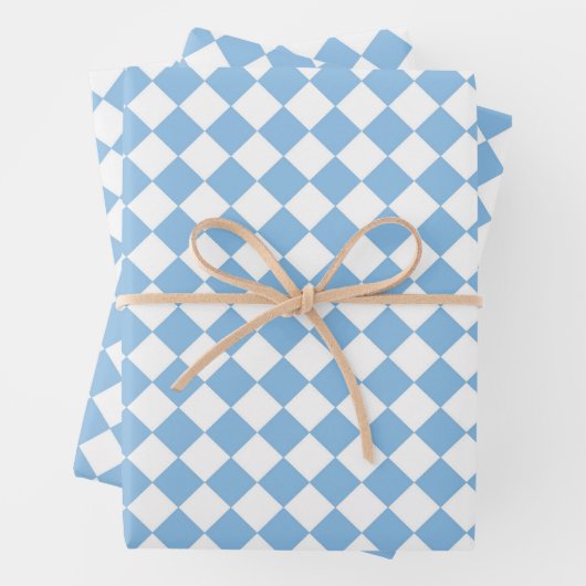 Blau-Weiß-Schachbrett Diamant-Muster Geschenkpapier Set (Beispiel)