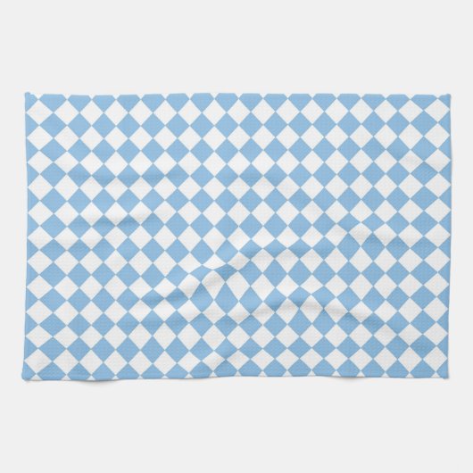 Blau-Weiß-Schachbrett Diamant-Muster Geschirrtuch (Horizontal)