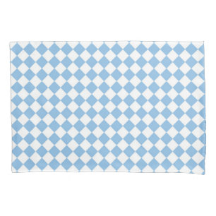 Blau-Weiß-Schachbrett Diamant-Muster Kissenbezug