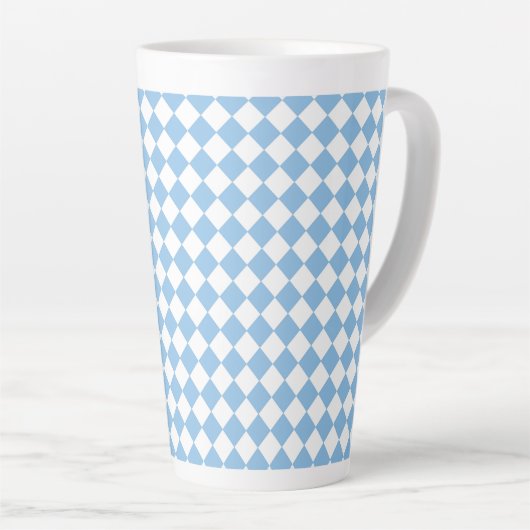 Blau-Weiß-Schachbrett Diamant-Muster Milchtasse (Rechte Ecke)