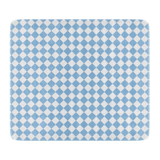 Blau-Weiß-Schachbrett Diamant-Muster Schneidebrett (Vorderseite)