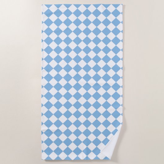 Blau-Weiß-Schachbrett Diamant-Muster Strandtuch (Vorderseite)