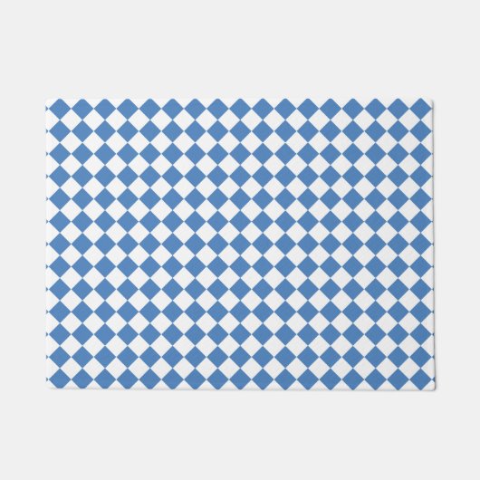 Blau-Weiß-Schachbrett-Diamantmuster Fußmatte (Vorderseite)