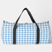 Blau-Weiß-Schachbrett-Diamantmuster groß Duffle Bag (Vorderseite)