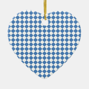Blau-Weiß-Schachbrett-Diamantmuster Keramik Ornament