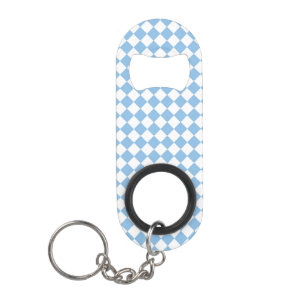 Blau Weiß Schachbrett Diamantmuster Mini Flaschenöffner