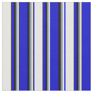 Blau, Weiß, Schiefergrau und schwarze Linien Stoff