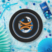 Blau/Weiß/Schwarz Basketball 9" Teller (Party)