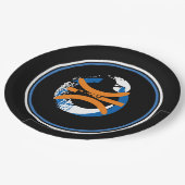 Blau/Weiß/Schwarz Basketball 9" Teller (Schrägansicht)