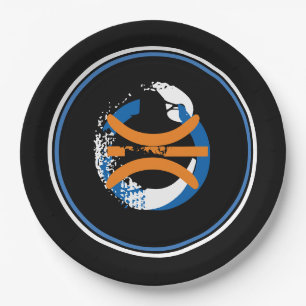 Blau/Weiß/Schwarz Basketball 9" Teller