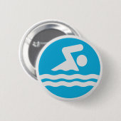 Blau & Weiß schwimmen & Tauchen Schwimmbad Button (Vorne & Hinten)