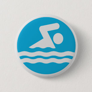 Blau & Weiß schwimmen & Tauchen Schwimmbad Button