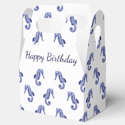 Blau-Weiß-Seepferd Geschenkschachtel (Geöffnet)