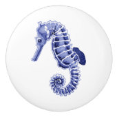 Blau-Weiß-Seepferd Keramikknauf (Vorderseite)