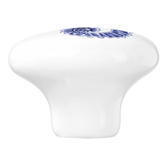 Blau-Weiß-Seepferd Keramikknauf (Seitenansicht)