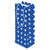 Blau-Weiß-Shippo-Muster Geschenktüte Für Weinflaschen (Rückseite Schrägansicht)