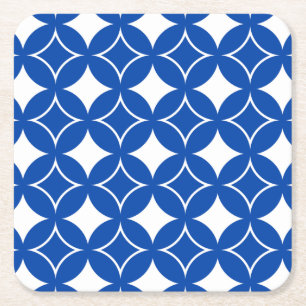 Blau-Weiß-Shippo-Muster Rechteckiger Pappuntersetzer