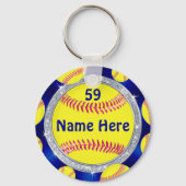 Blau, weiß, silber billig Softball-Geschenke Schlüsselanhänger (Rückseite)