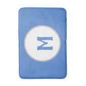 Blau-Weiß-Silber-Monogramm Badematte (Vorderseite Vertikal)
