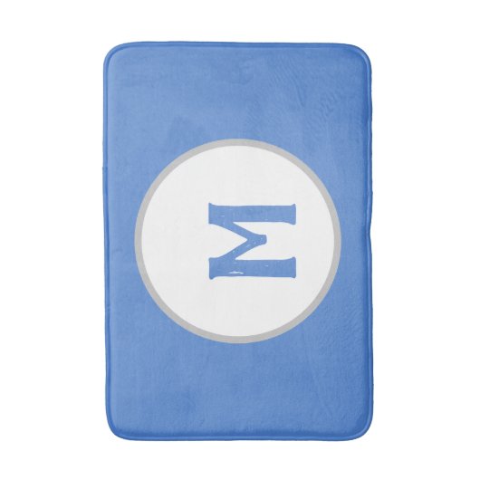 Blau-Weiß-Silber-Monogramm Badematte (Vorderseite Vertikal)
