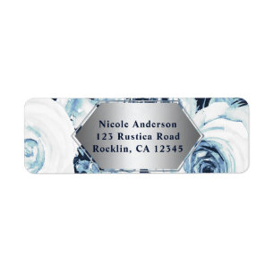 Blau Weiß Silber Winterhochzeit Antike Rosen