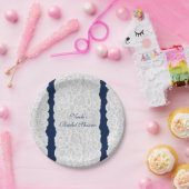 Blau & Weiß Spitzen Bright Elegantes Rustikales Pa Pappteller (Party)