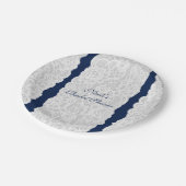 Blau & Weiß Spitzen Bright Elegantes Rustikales Pa Pappteller (Schrägansicht)