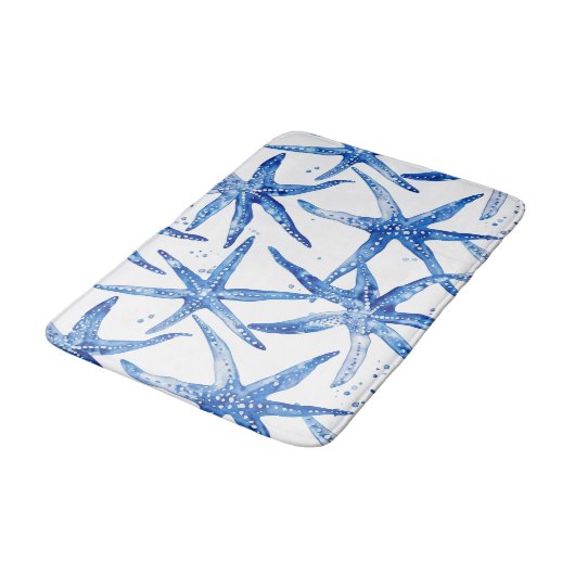 Blau-Weiß-Starfish-Design Badematte (Schrägansicht)