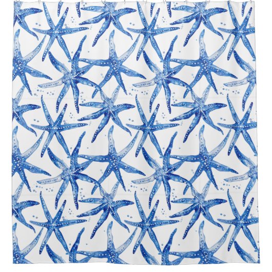 Blau-Weiß-Starfish-Design Duschvorhang (Vorderseite)